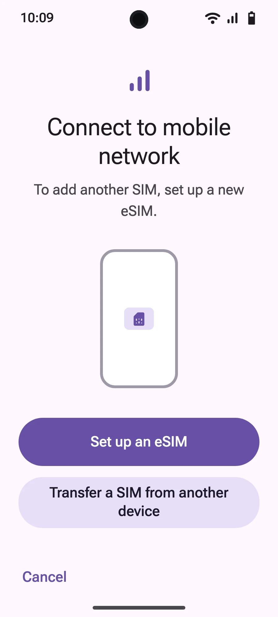Tap “Set up an eSIM”.