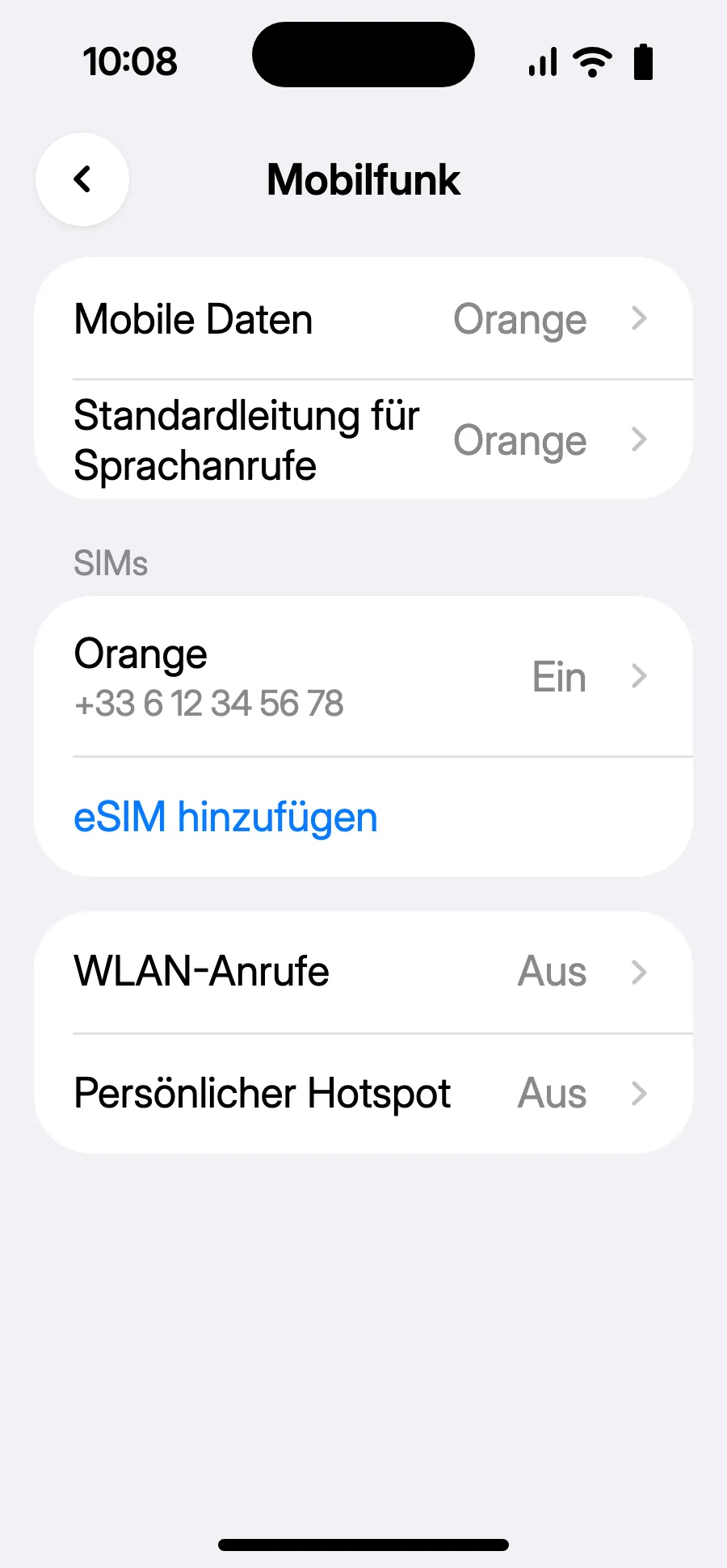 Tippe auf „eSIM hinzufügen“.