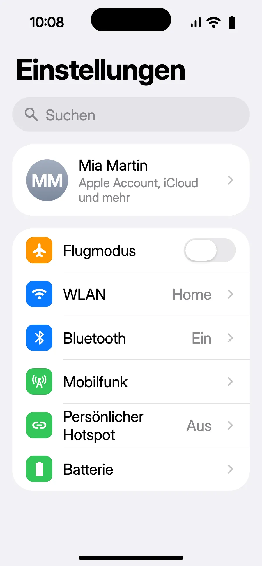 Öffne Einstellungen und dann Mobilfunk.