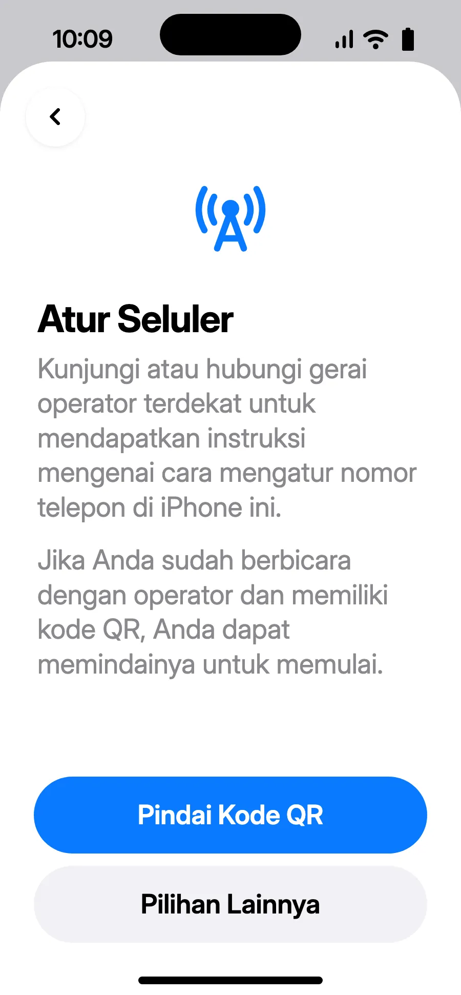 Ketuk “Pindai Kode QR” dan pindai kode QR yang kami kirimkan lewat email setelah pembelian (kode ini juga ada di akun Anda).