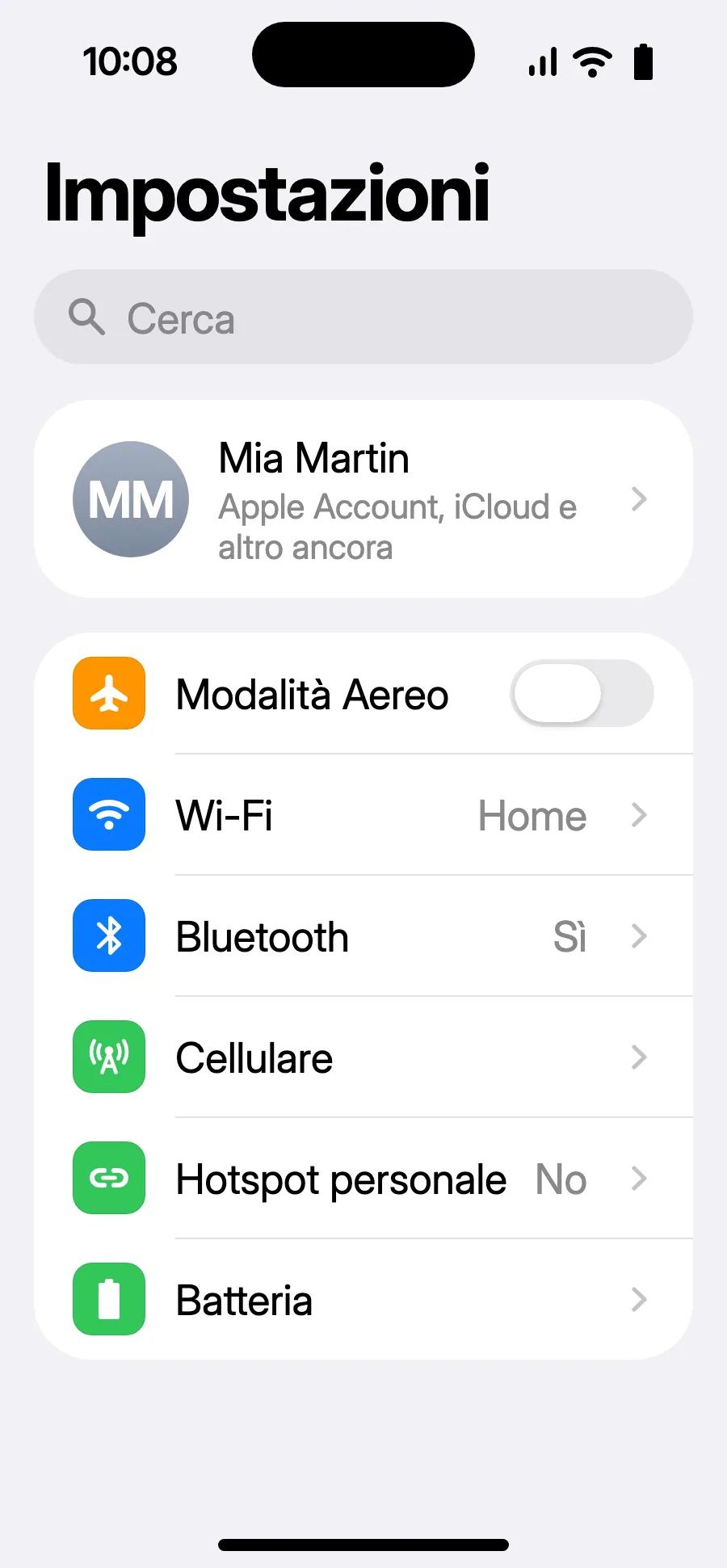 Apri Impostazioni, poi Cellulare.