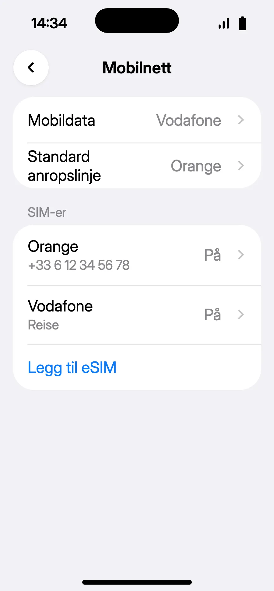 Klart: Mobildata viser det nye eSIM-et.