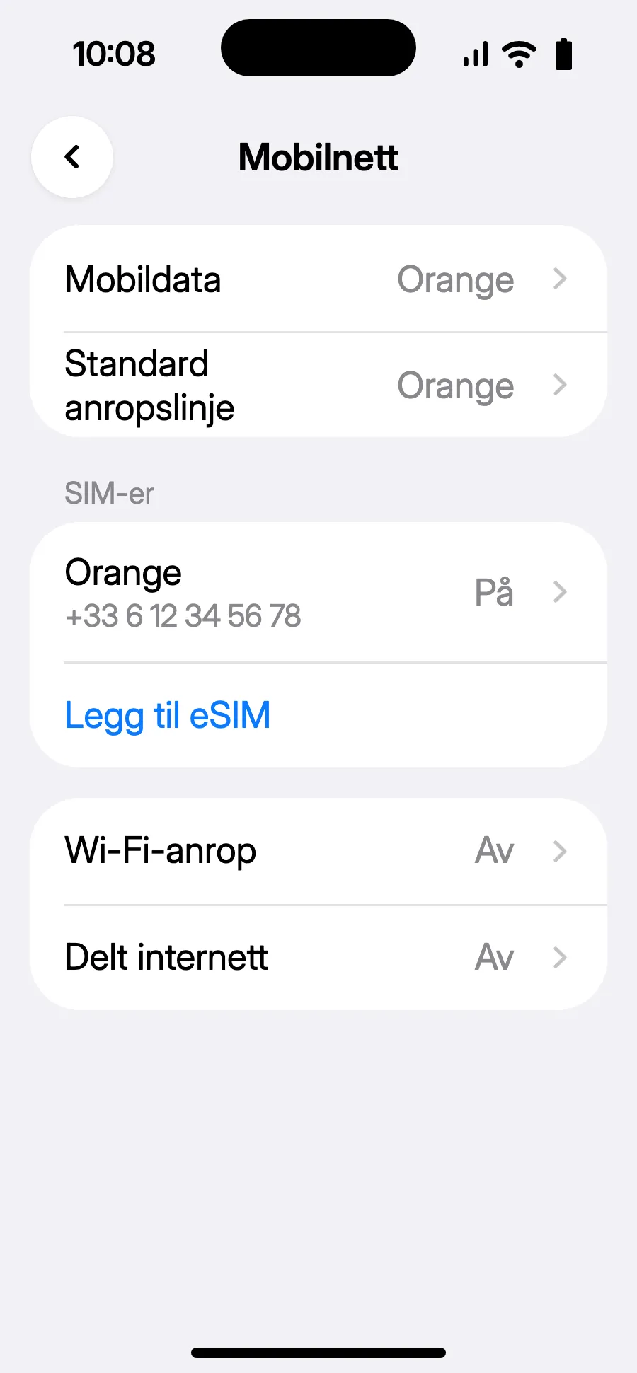 Trykk på «Legg til eSIM».