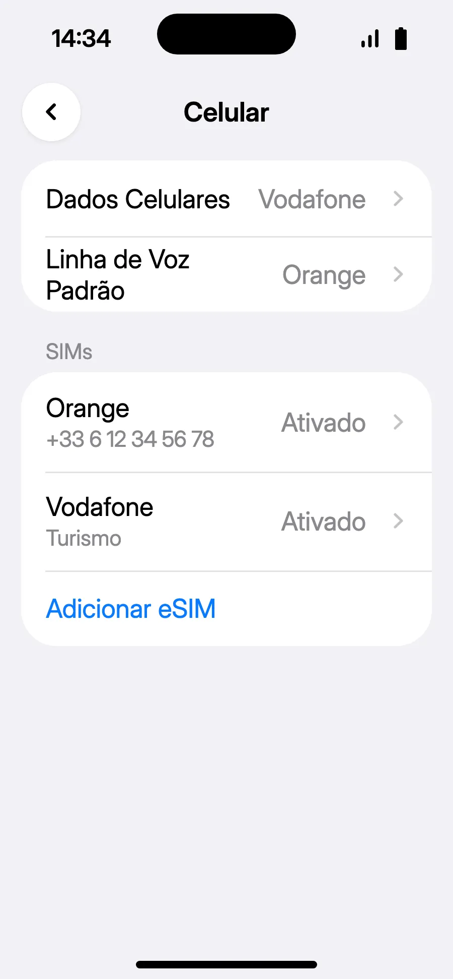 Pronto: Dados celulares mostra o novo eSIM.