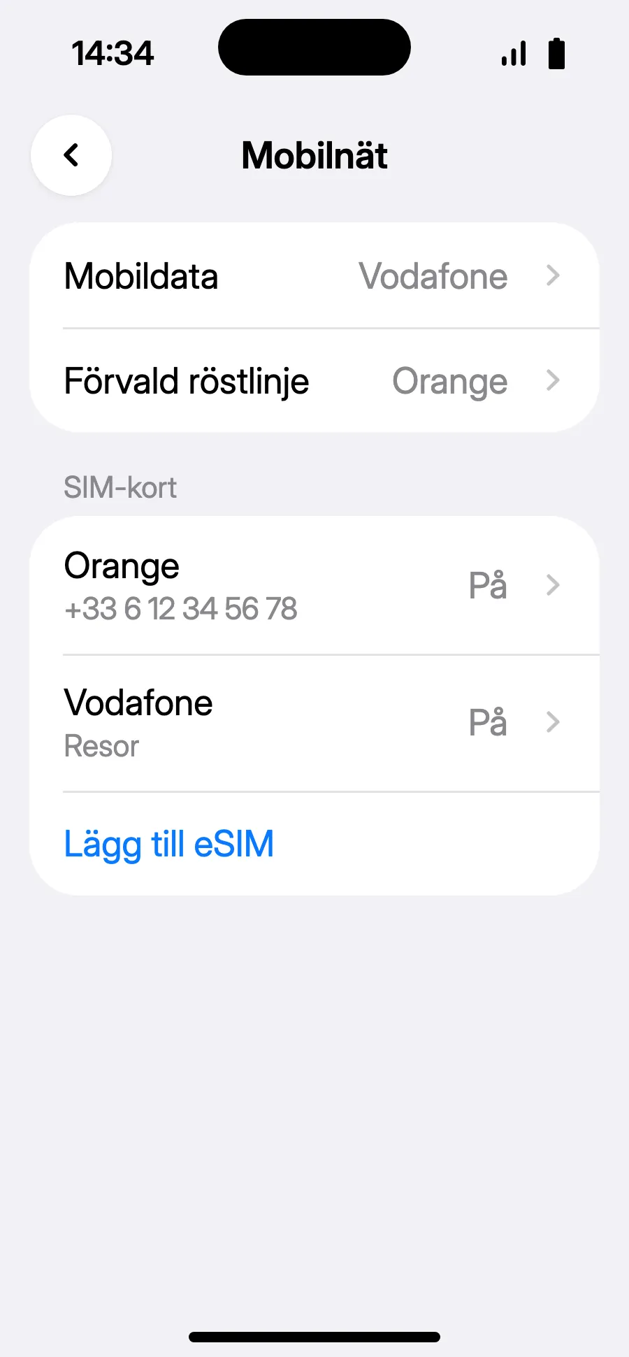 Klart: Mobildata visar ditt nya eSIM.