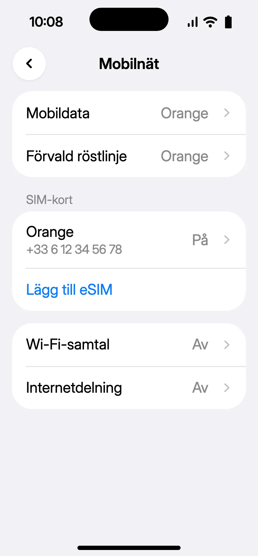 Tryck på ”Lägg till eSIM”.