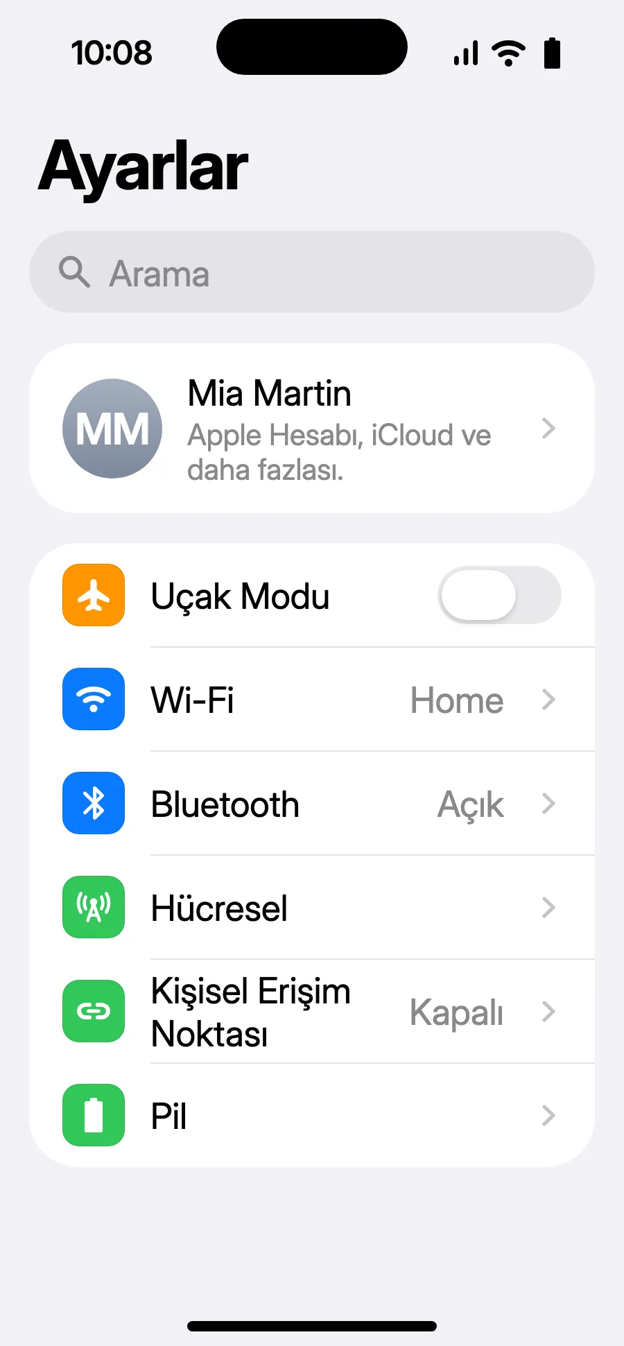 Ayarlar'ı, ardından Hücresel'i aç.