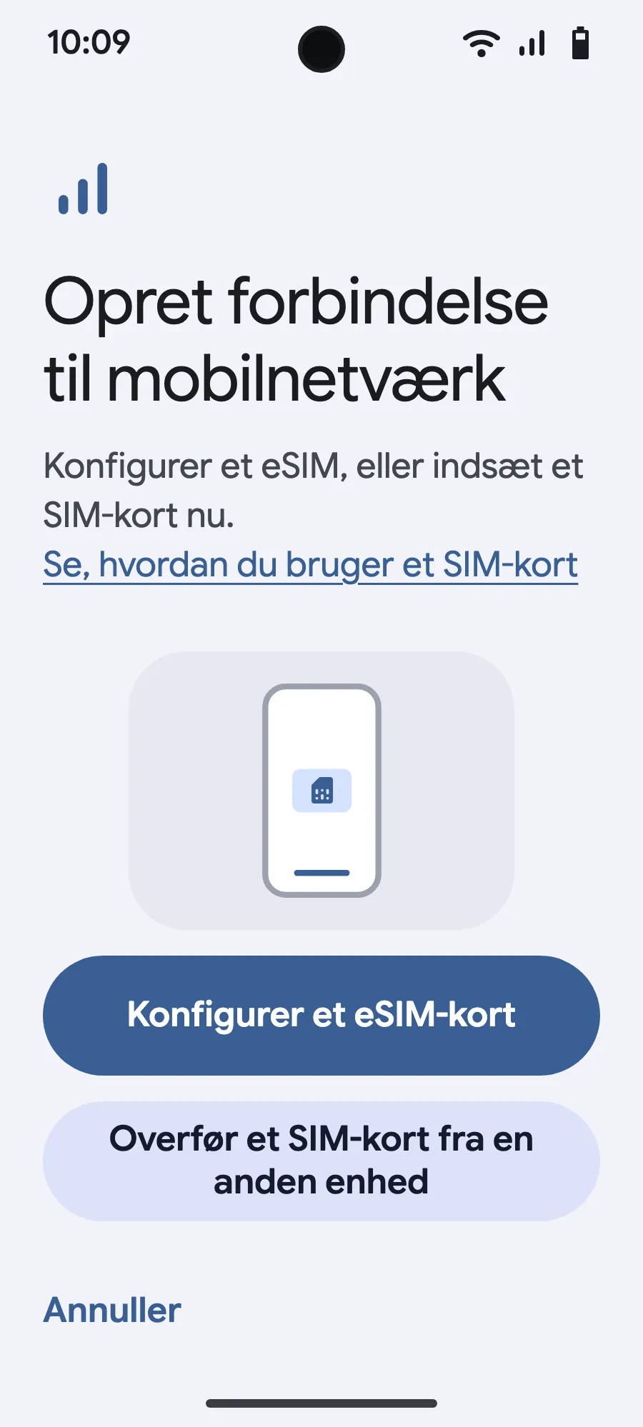 Tryk på “Konfigurer et eSIM-kort”.