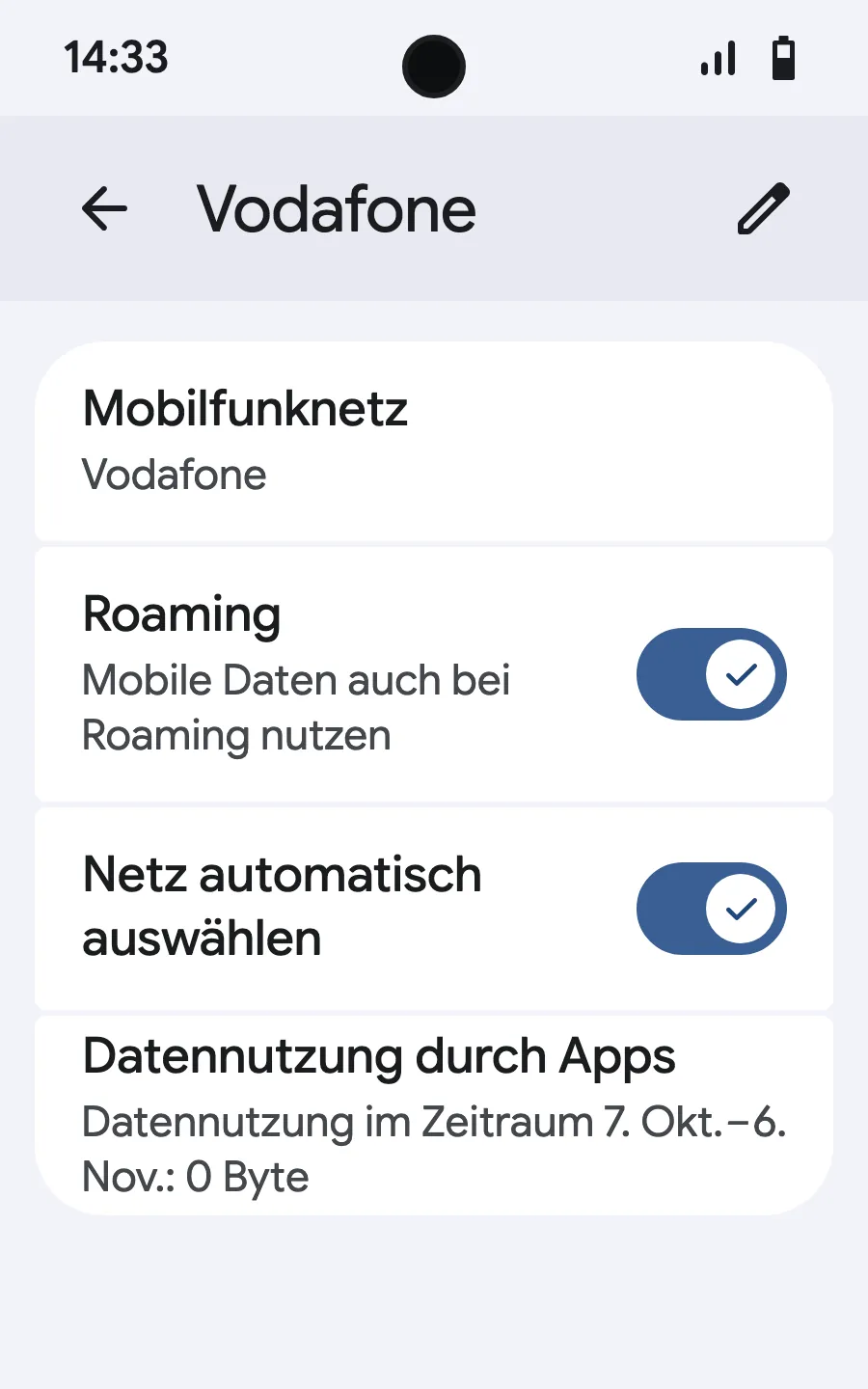 Aktiviere Roaming. Lädt nichts, schalte die automatische Netzauswahl aus und wähle das Netz manuell.