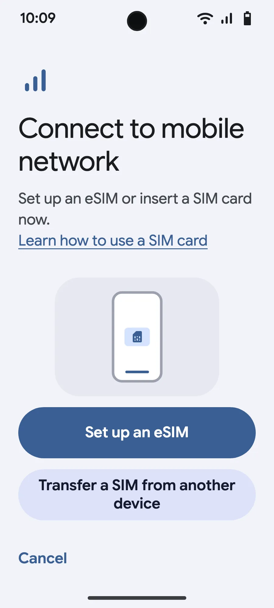 Tap “Set up an eSIM”.