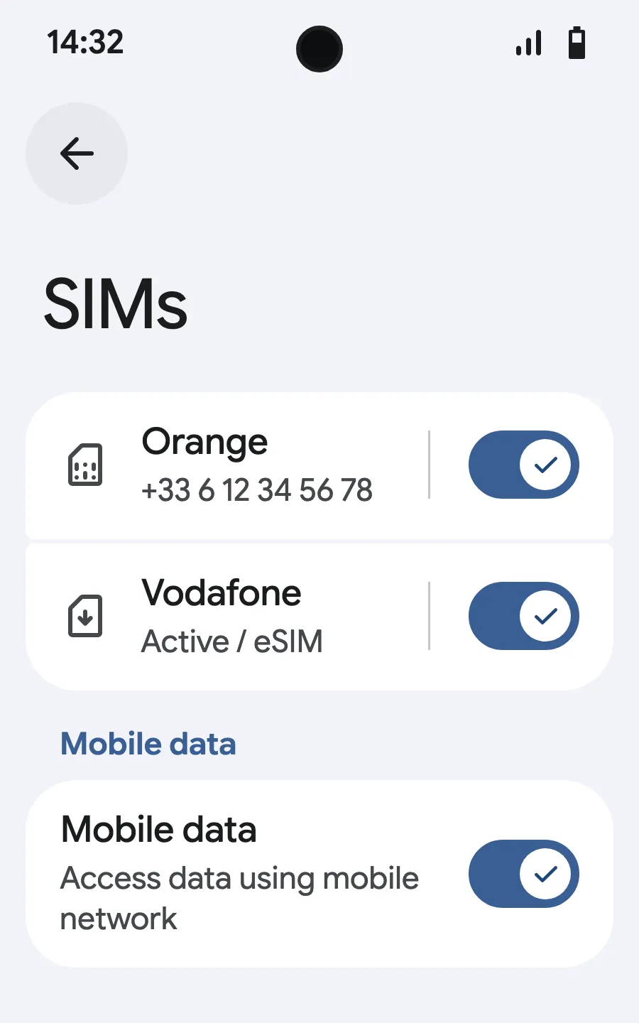 Turn on mobile data for the new eSIM.