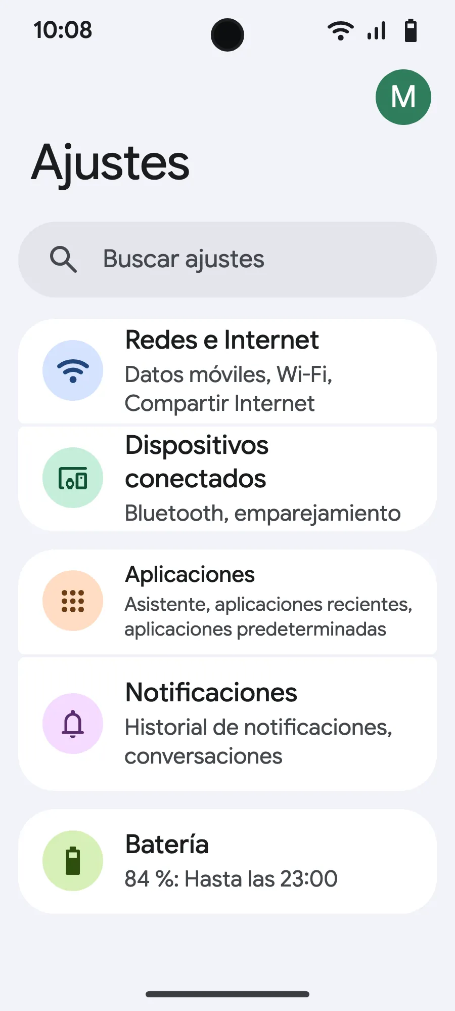 Abre Ajustes (Configuración) y luego Redes e Internet (Internet y redes).