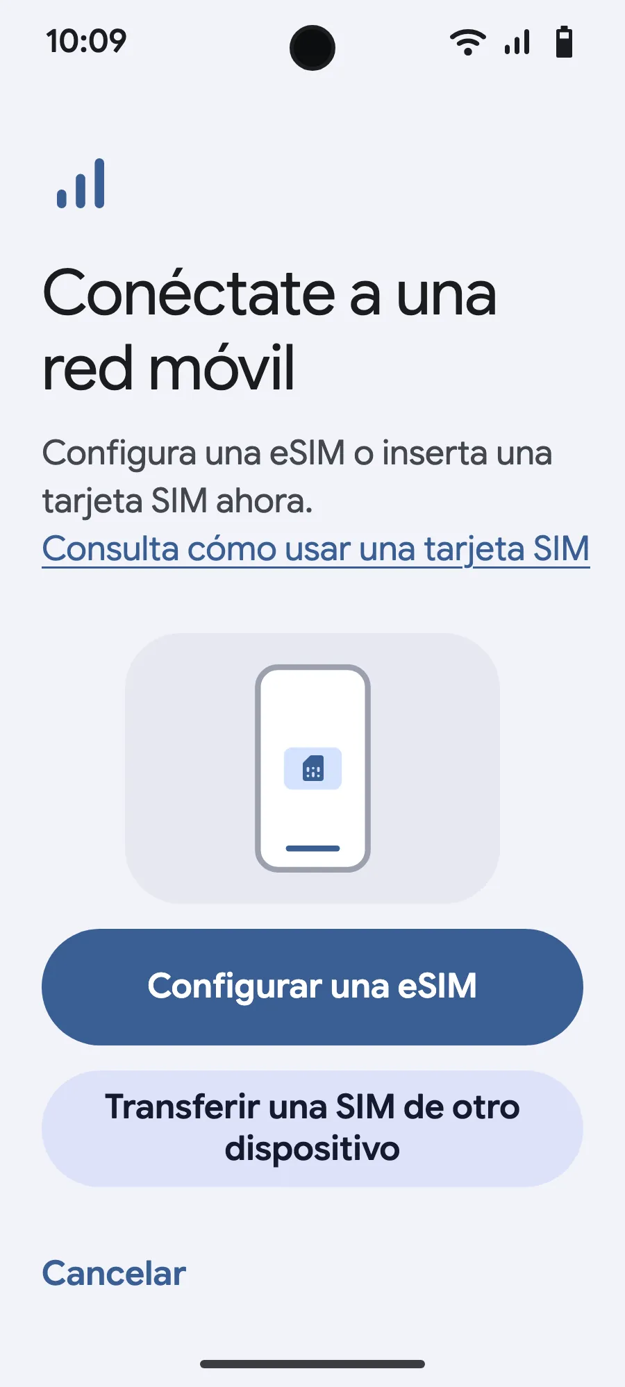 Toca «Configurar una eSIM».