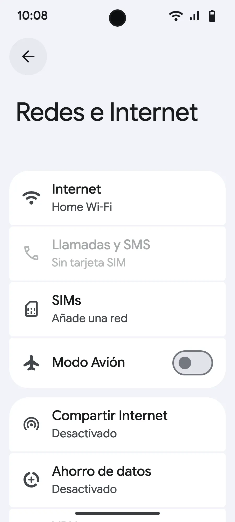 Toca «SIMs» (Añade una red).