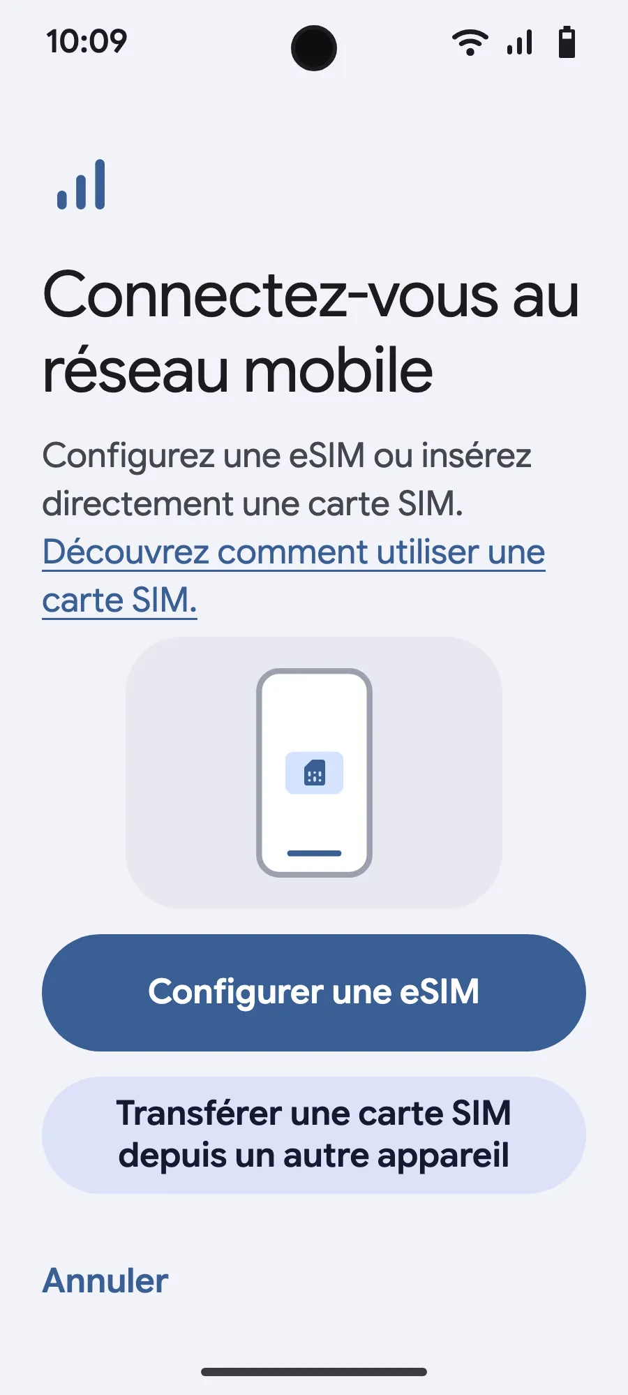Touchez « Configurer une eSIM ».