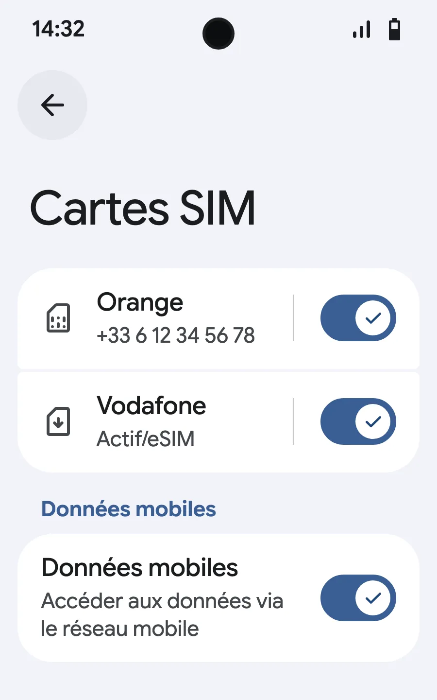 Activez les données mobiles sur la nouvelle eSIM.