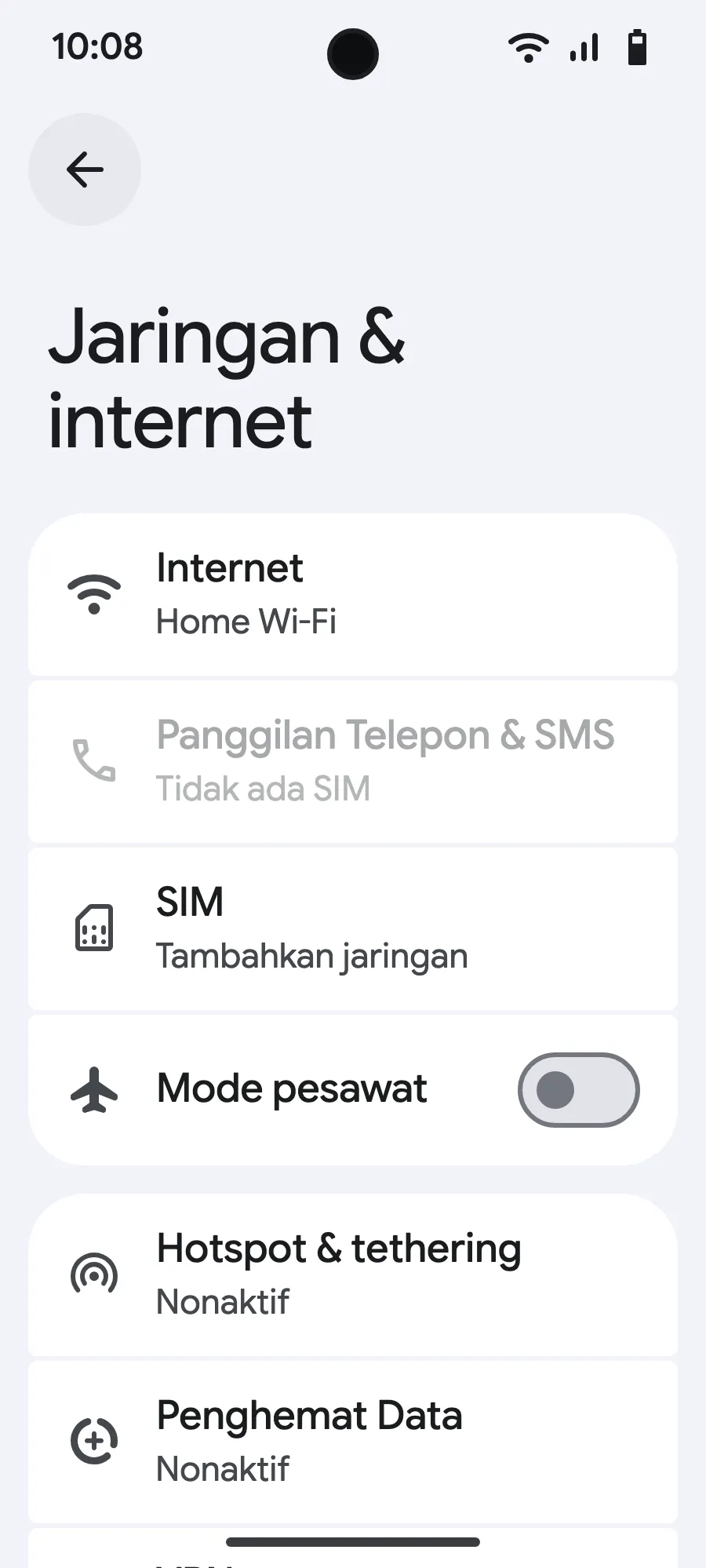 Ketuk “SIM” (Tambahkan jaringan).