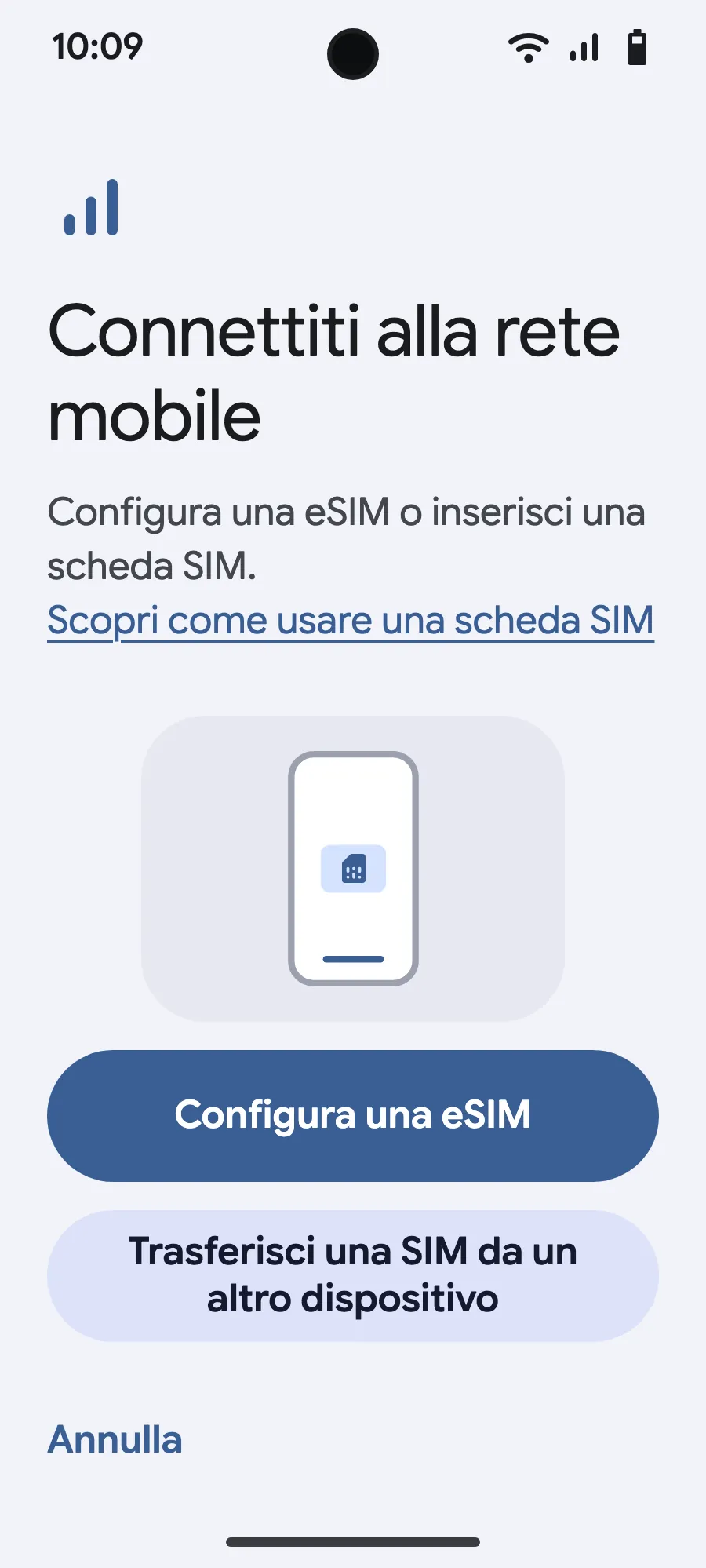 Tocca «Configura una eSIM».