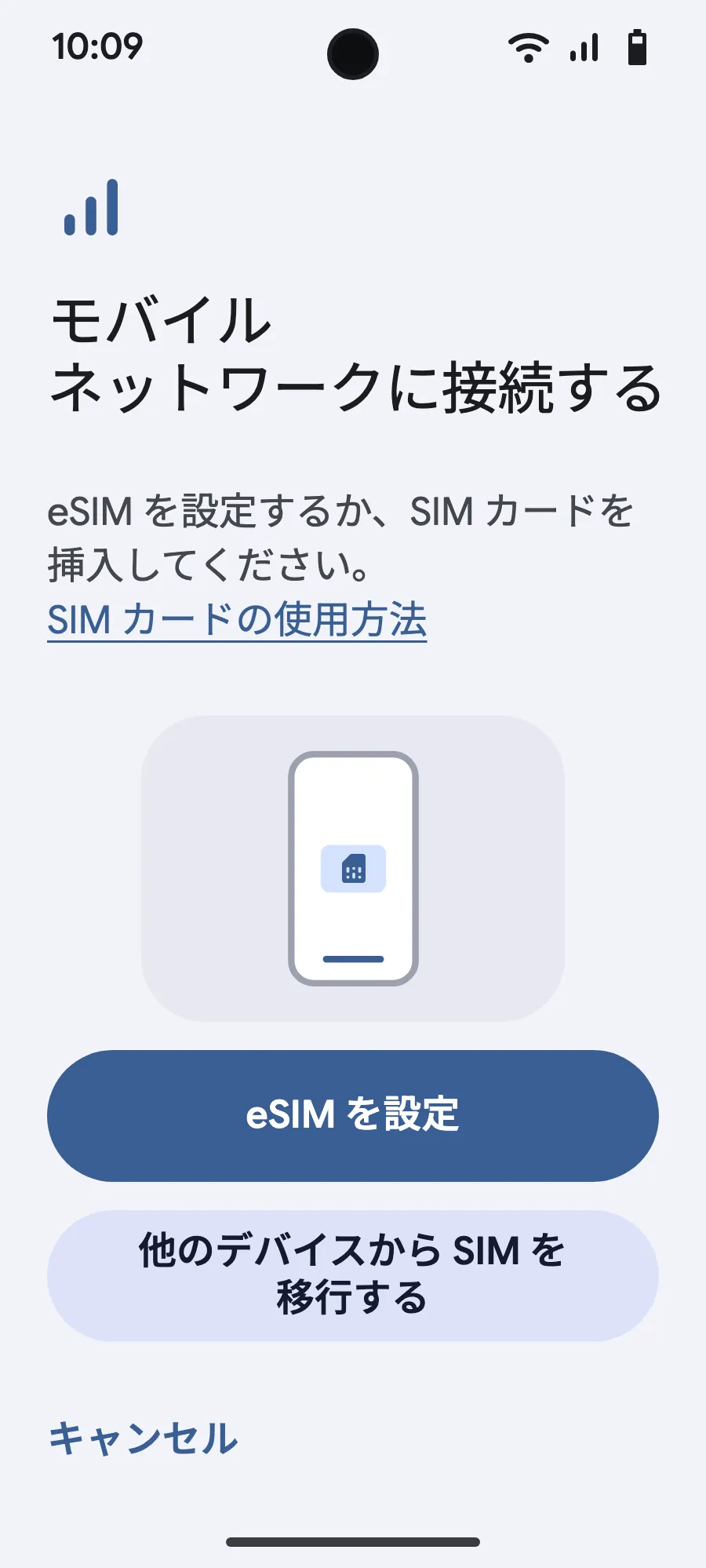「eSIM を設定」をタップします。