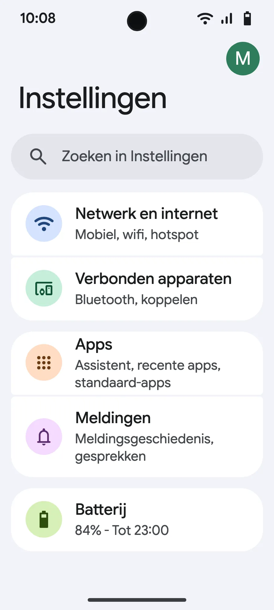 Open Instellingen en dan Netwerk en internet.