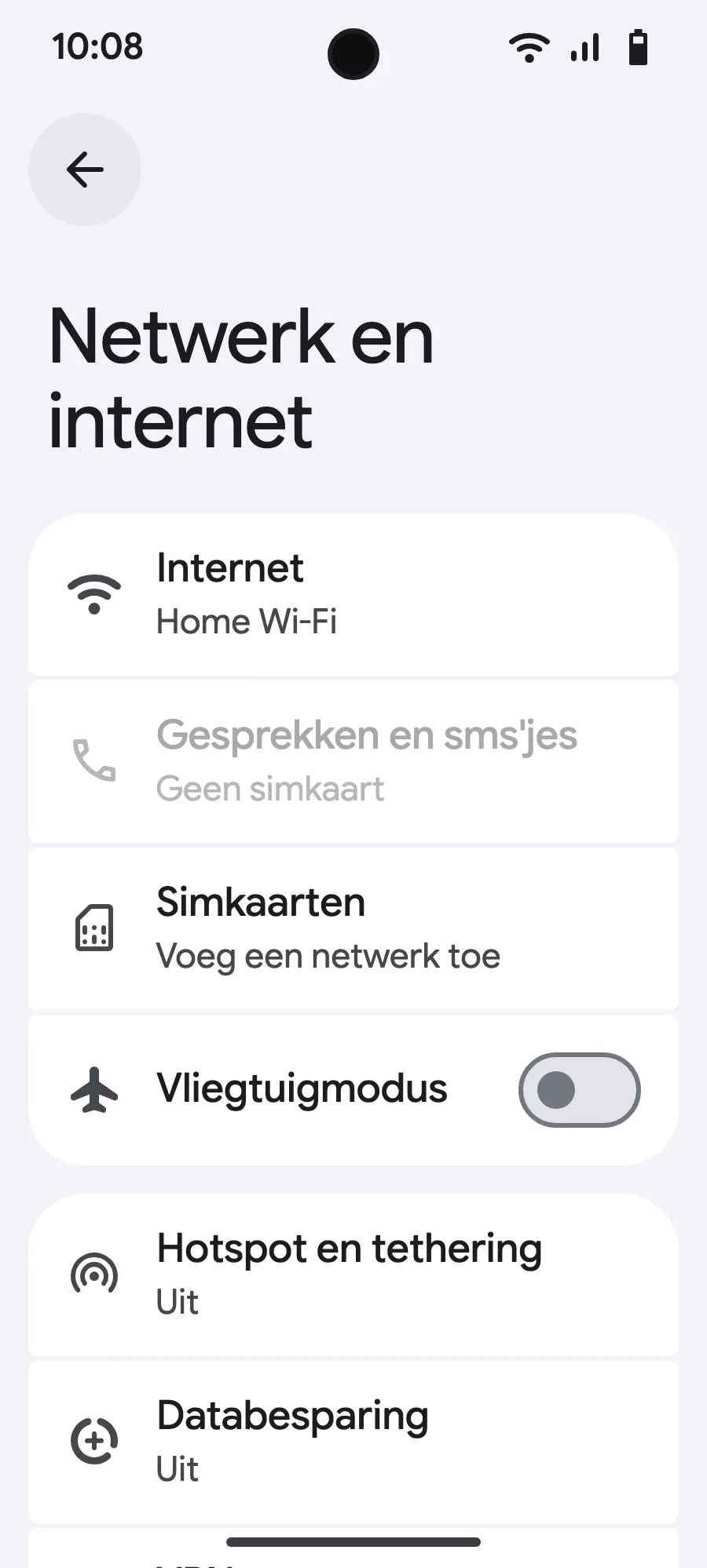 Tik op ‘Simkaarten’ (Netwerk toevoegen).