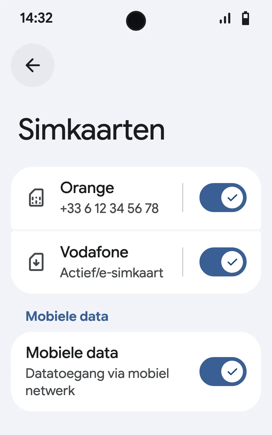 Zet mobiele data aan voor de nieuwe eSIM.