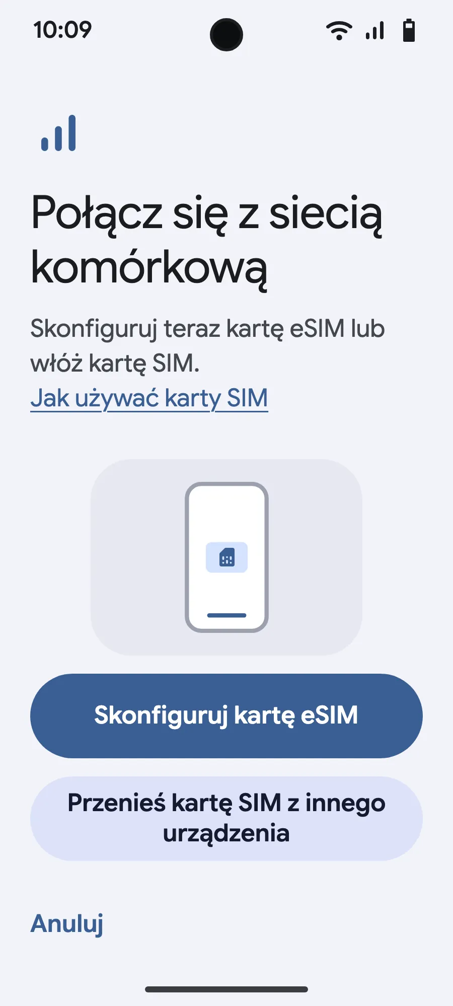 Stuknij „Skonfiguruj kartę eSIM”.