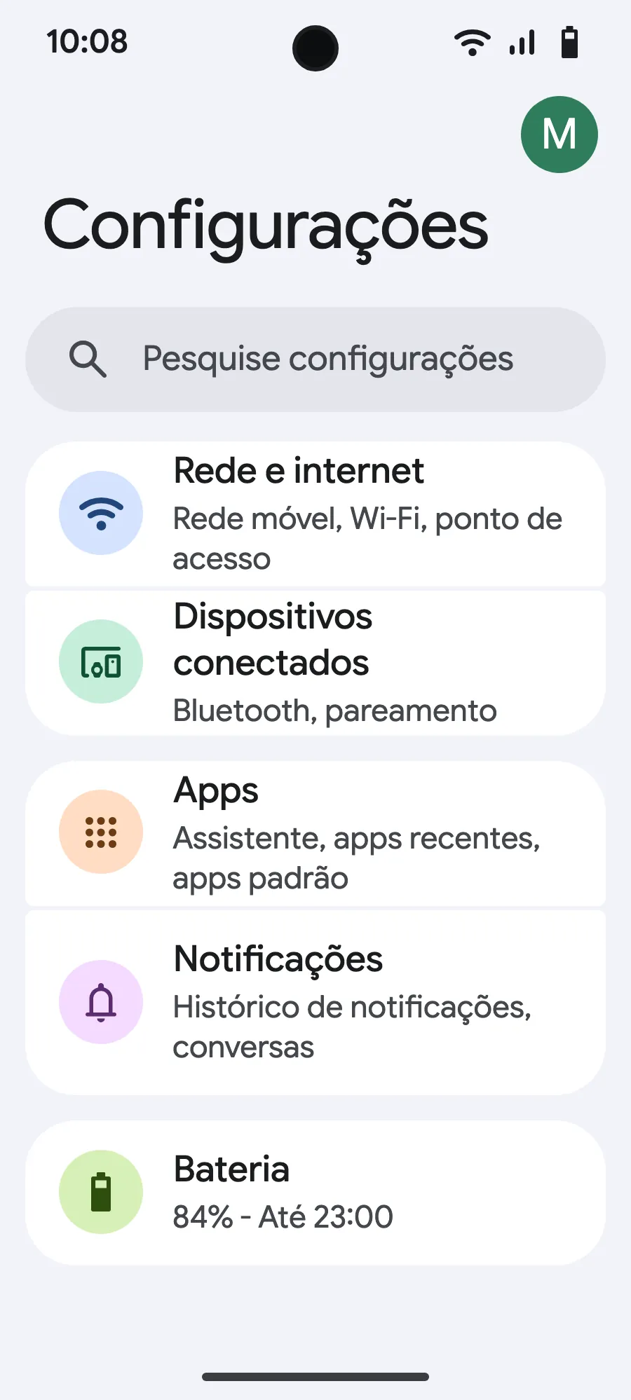 Abra Configurações e depois Rede e Internet.