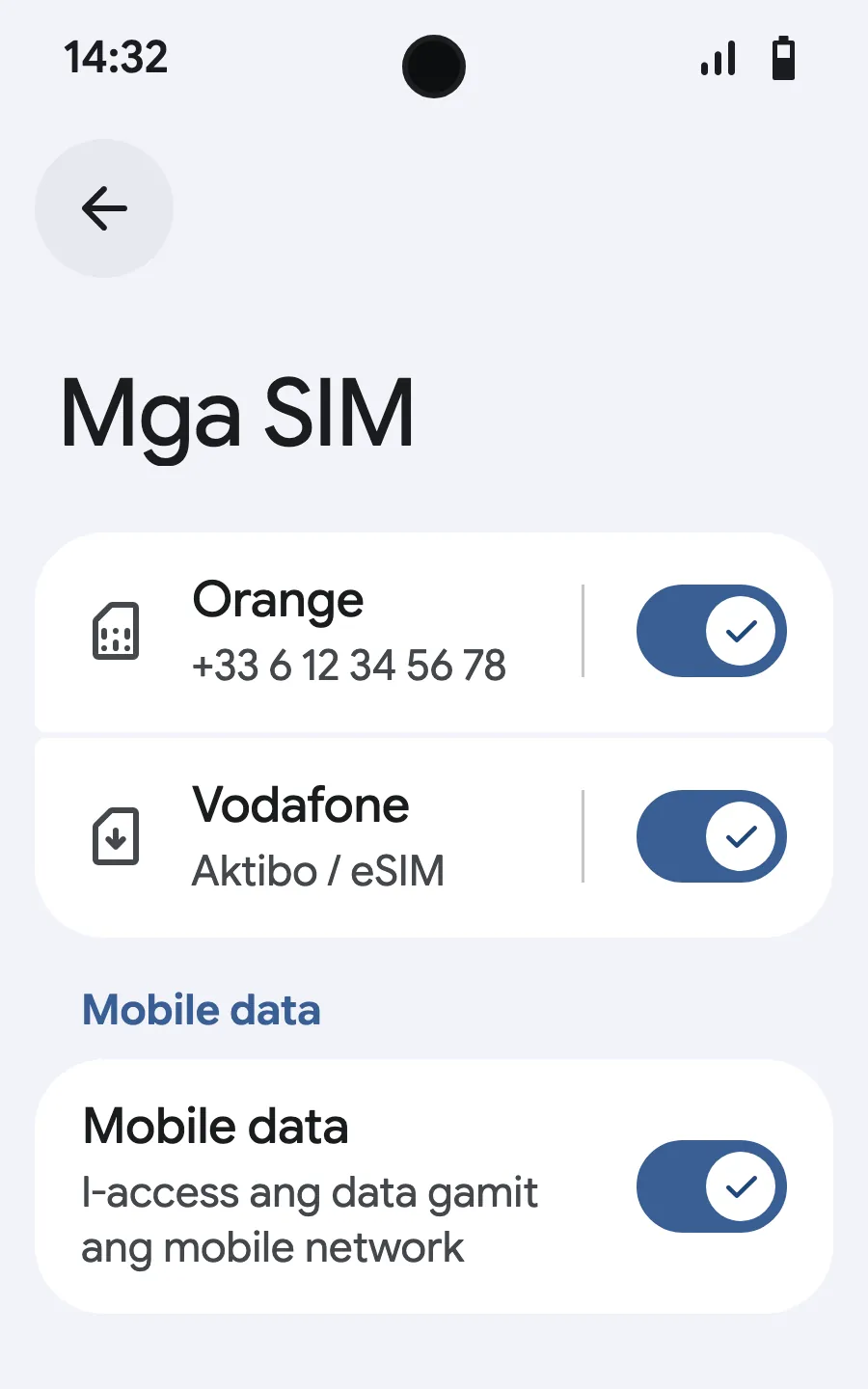 I-on ang mobile data para sa bagong eSIM.