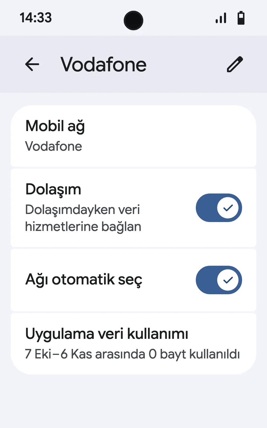 Dolaşımı aç. Hiçbir şey yüklenmezse otomatik şebeke seçimini kapat ve şebekeyi elle seç.