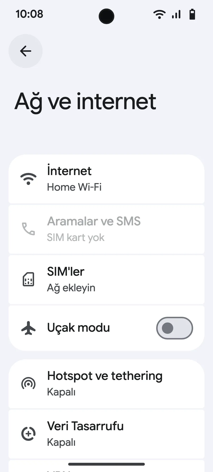 “SIM'ler”e (Ağ ekle) dokun.