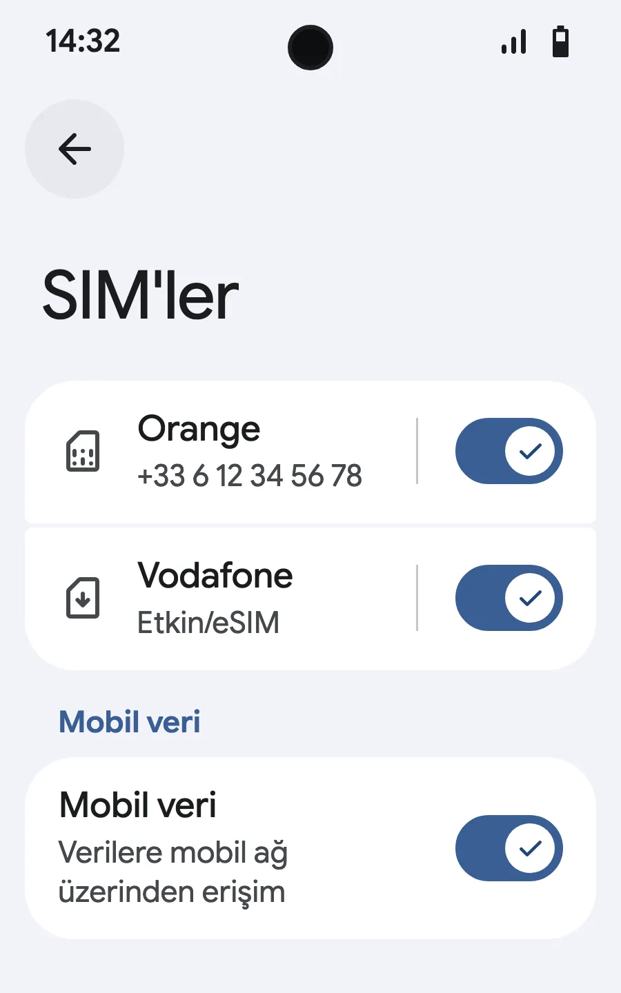 Yeni eSIM için mobil veriyi aç.