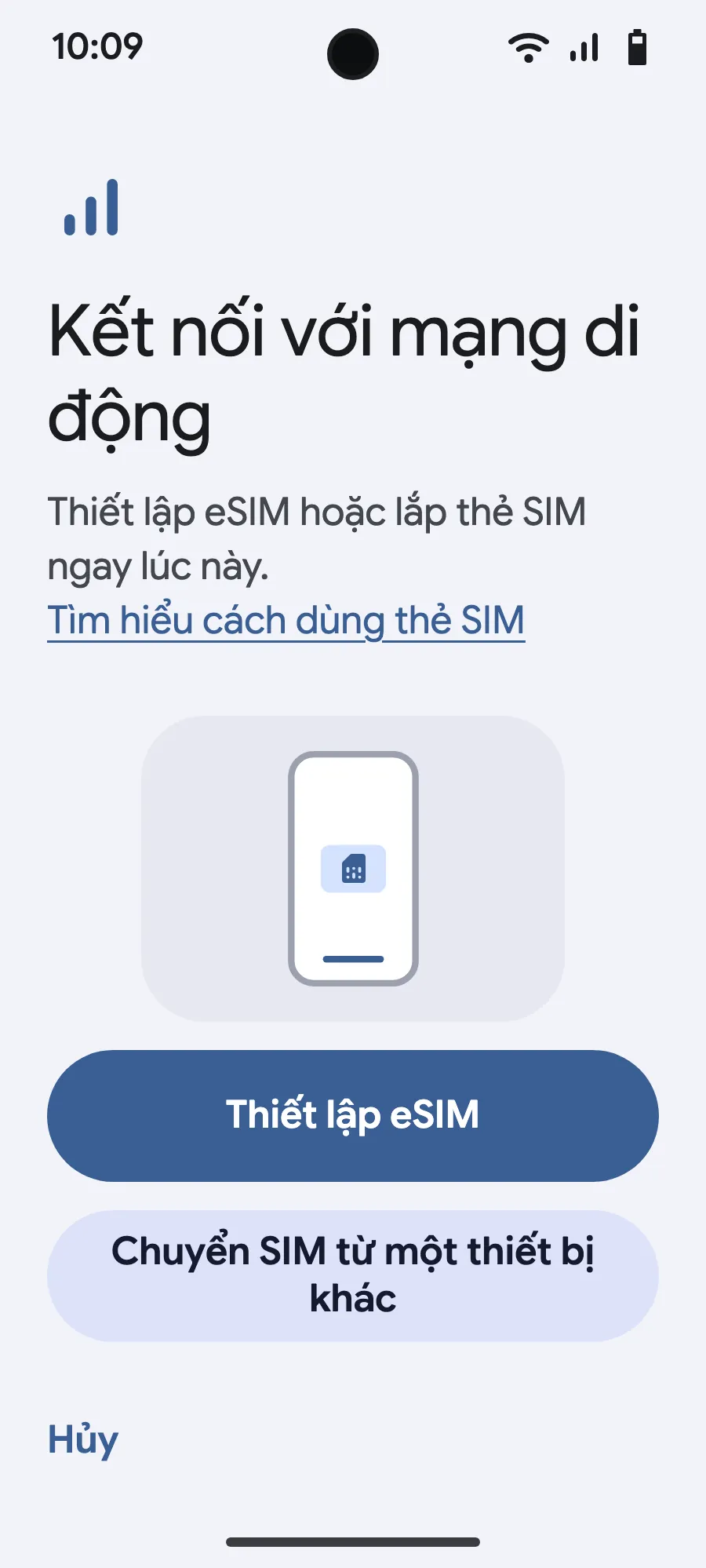 Chạm “Thiết lập eSIM”.