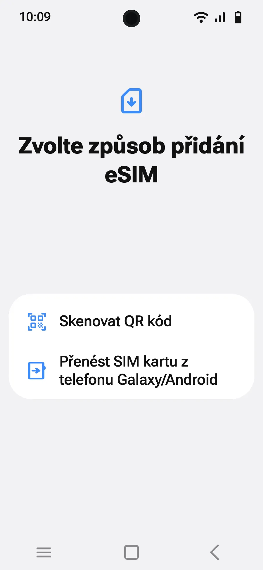 Vyber „Skenovat QR kód“.