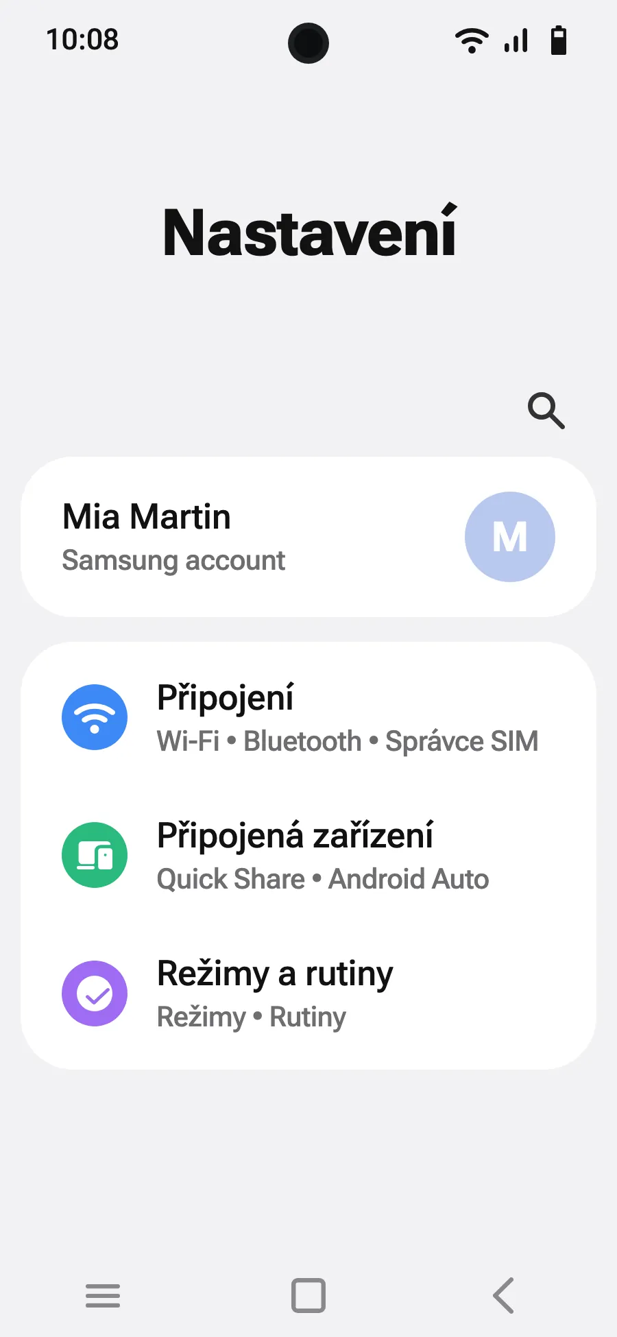 Otevři Nastavení a pak Připojení.
