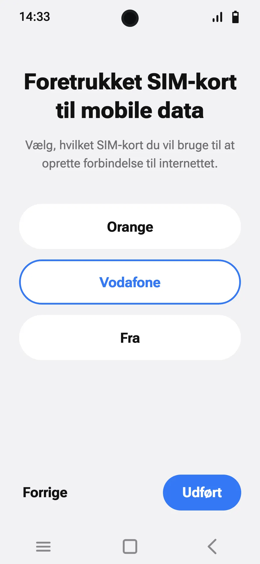 Vælg det nye eSIM til mobildata.