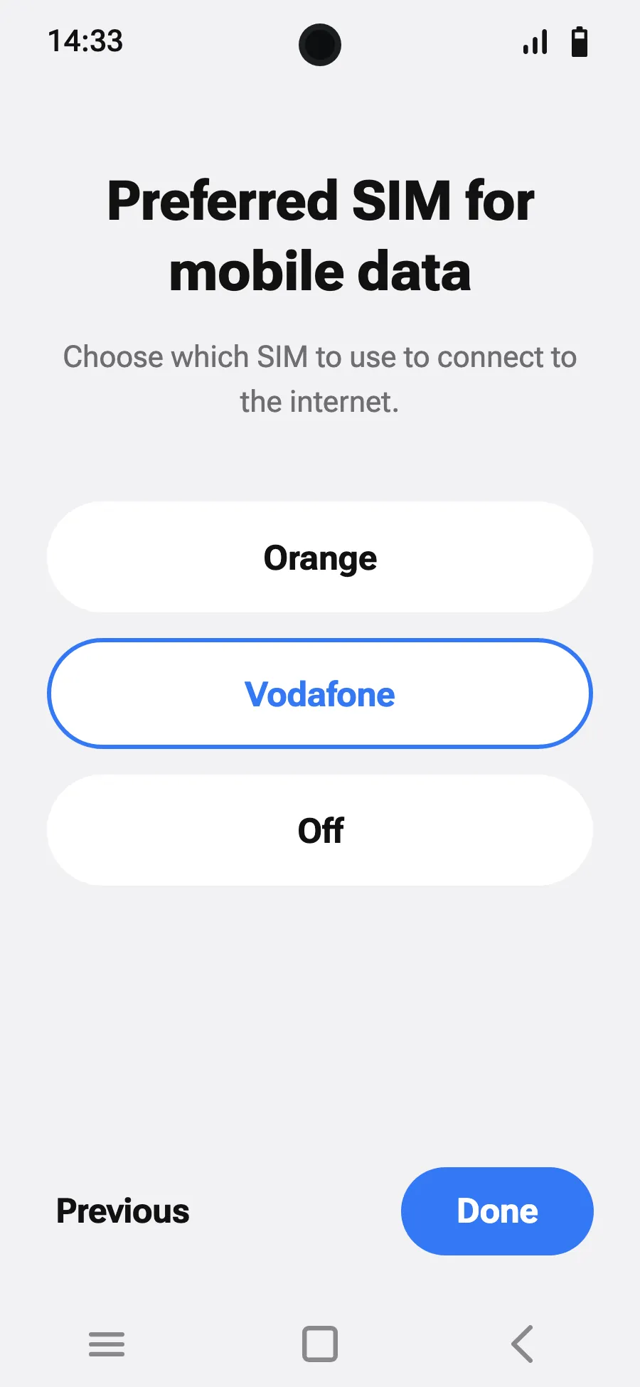 Choose the new eSIM for mobile data.
