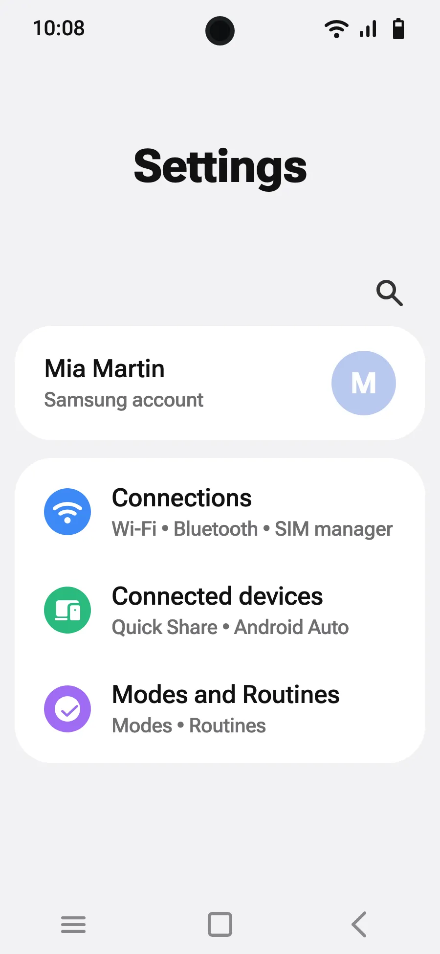 Open Settings, then Connections.