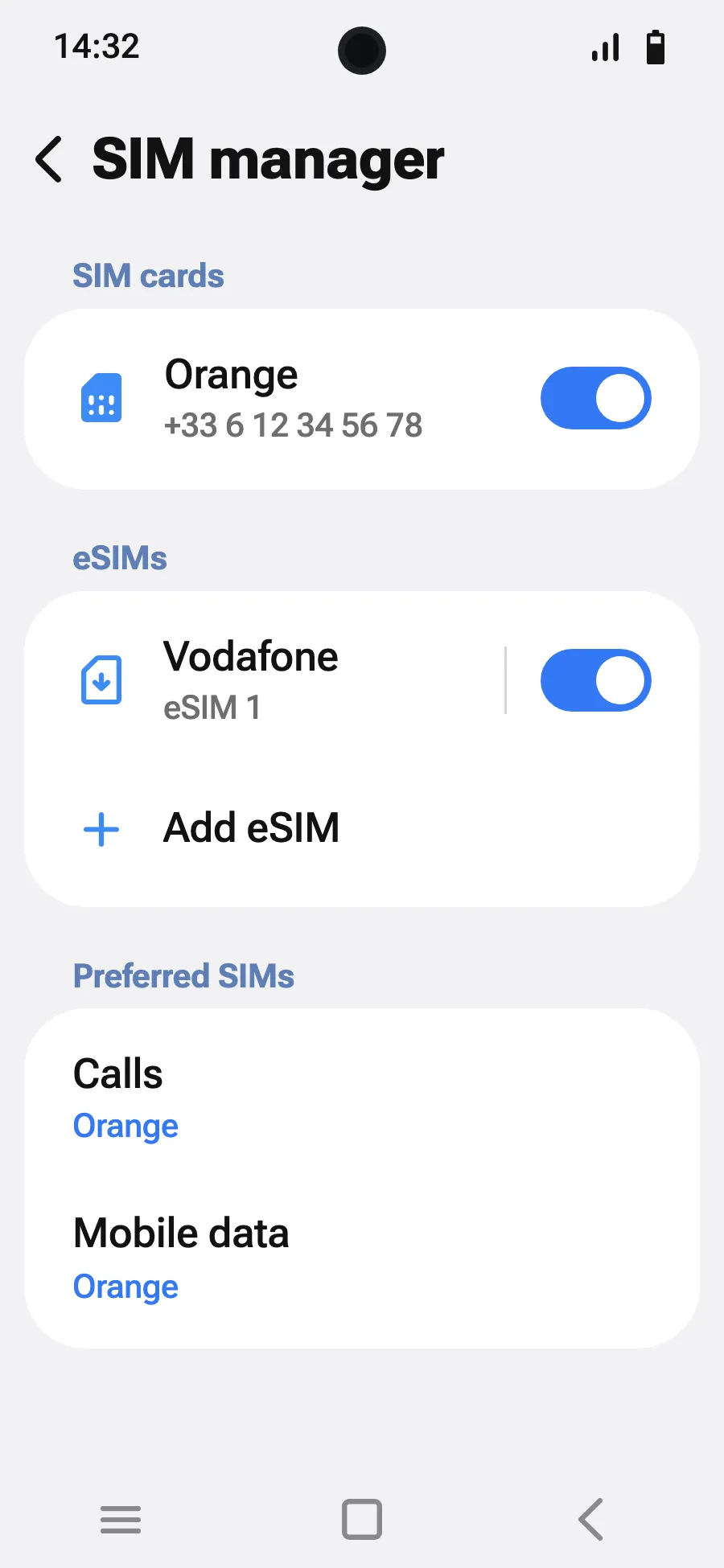 When you land, turn on your new eSIM in SIM manager. It shows the name of a local or partner carrier.