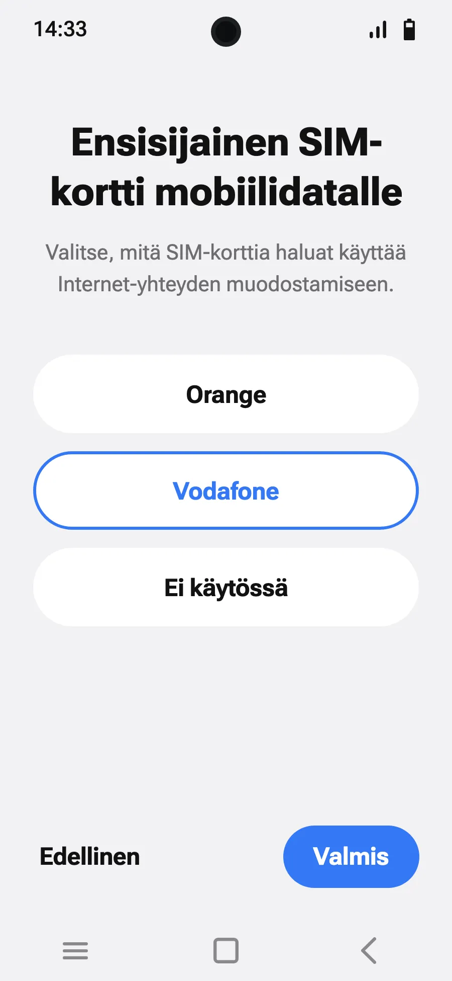 Valitse uusi eSIM mobiilidatalle.