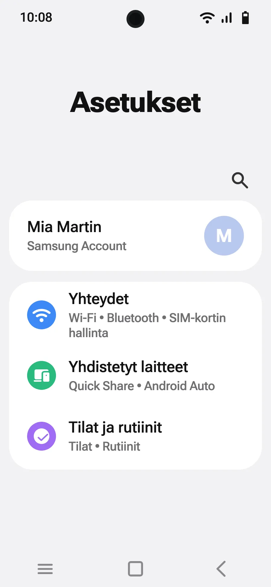 Avaa Asetukset ja sitten Yhteydet.