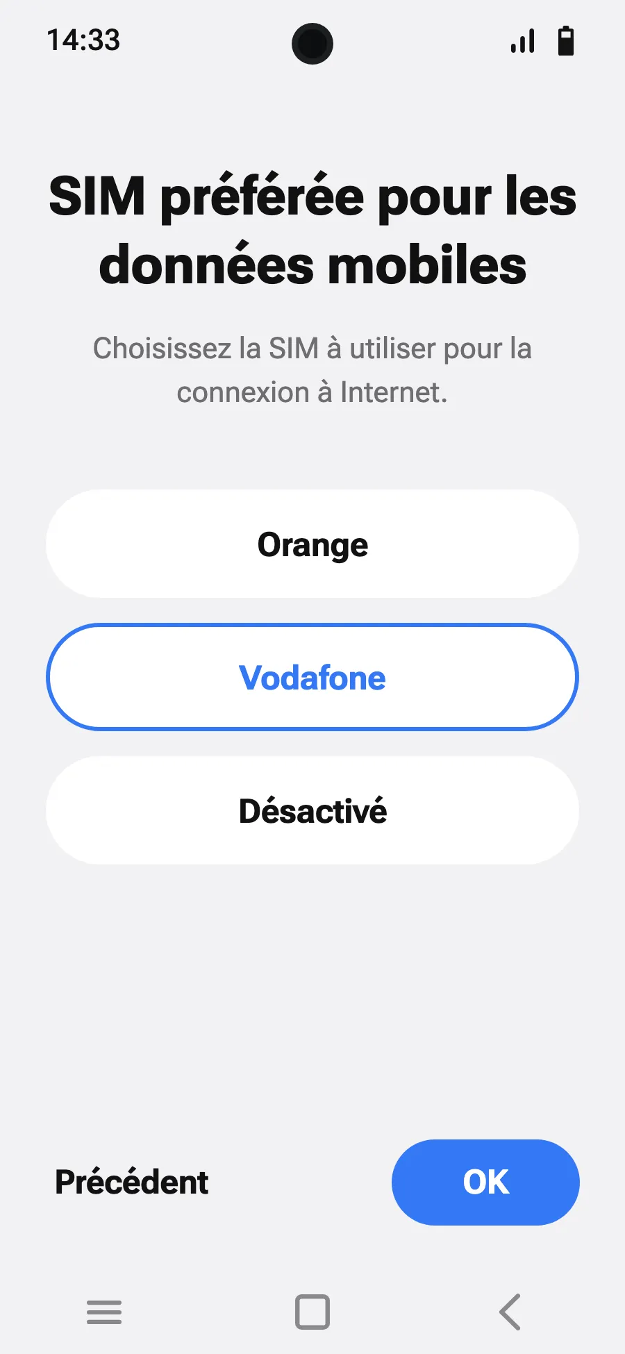 Choisissez la nouvelle eSIM pour les données mobiles.