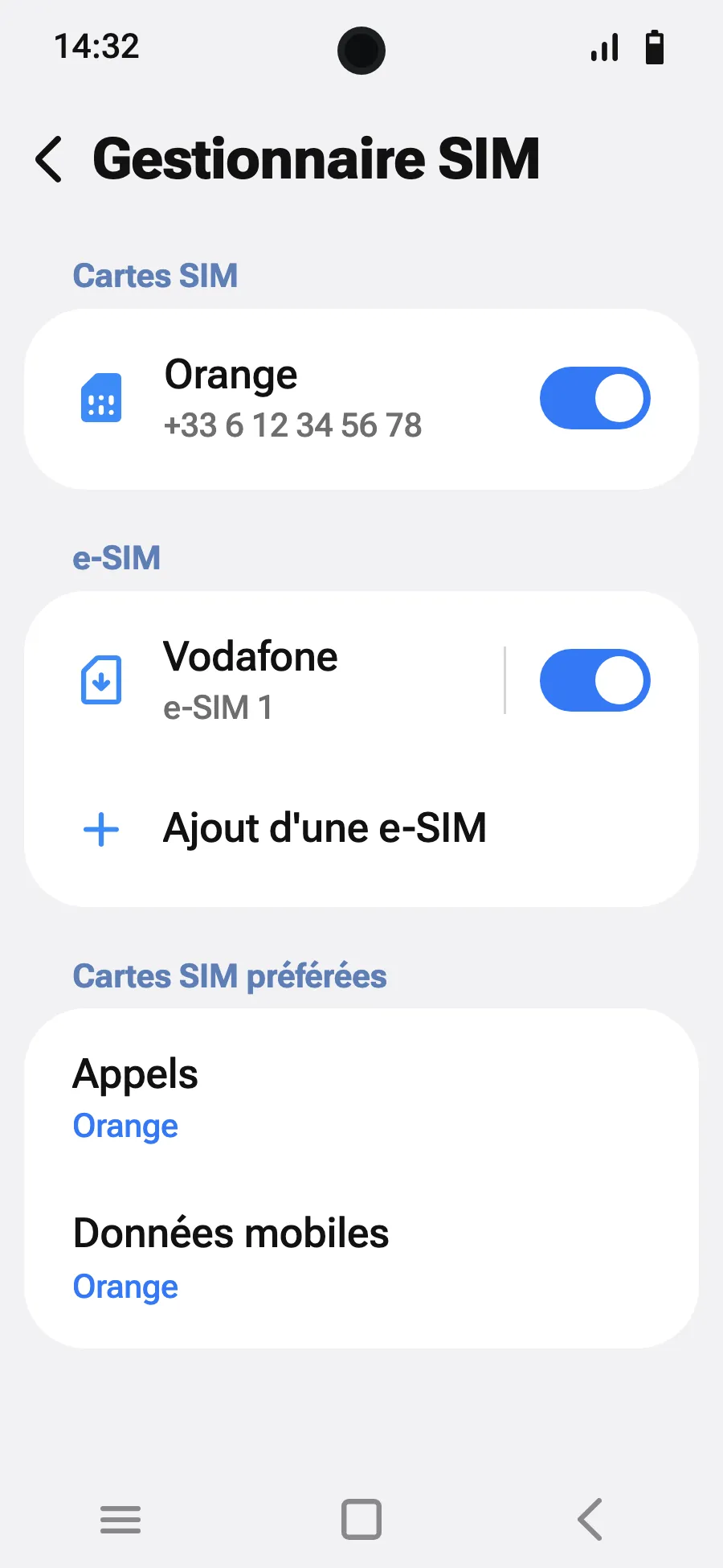 À l'arrivée, activez votre nouvelle eSIM dans le Gestionnaire SIM. Elle affiche le nom d'un opérateur local ou partenaire.