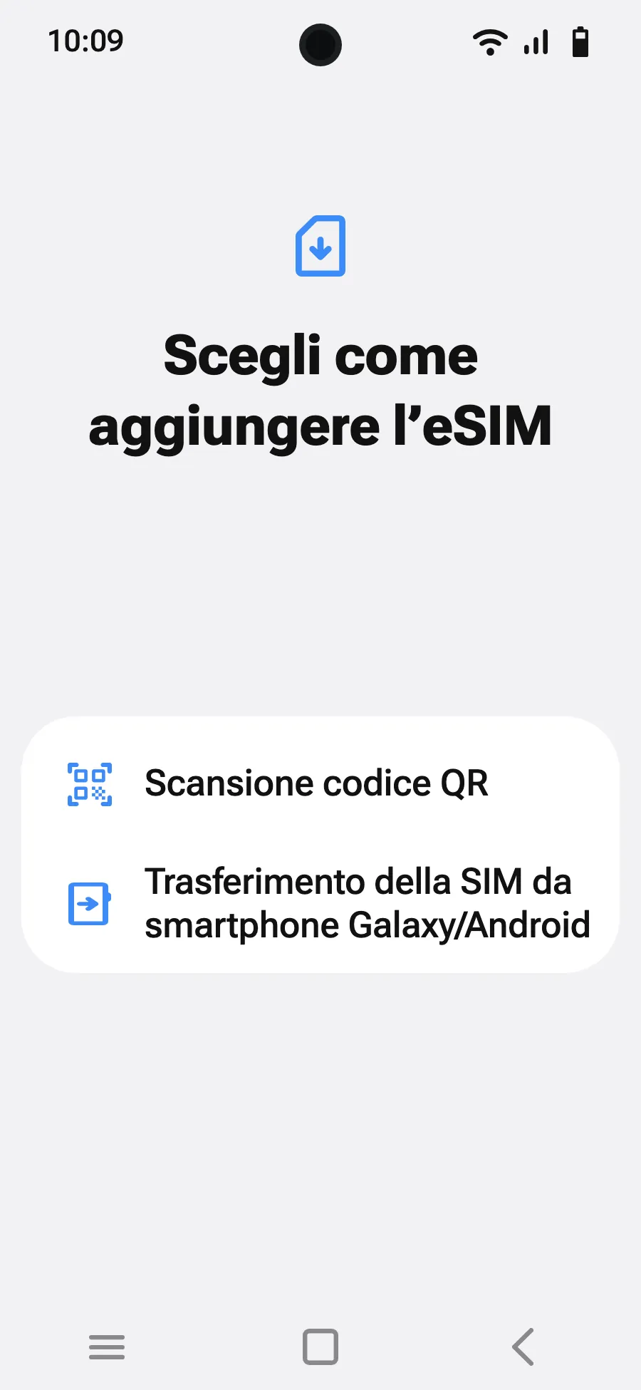Scegli «Scansione codice QR».