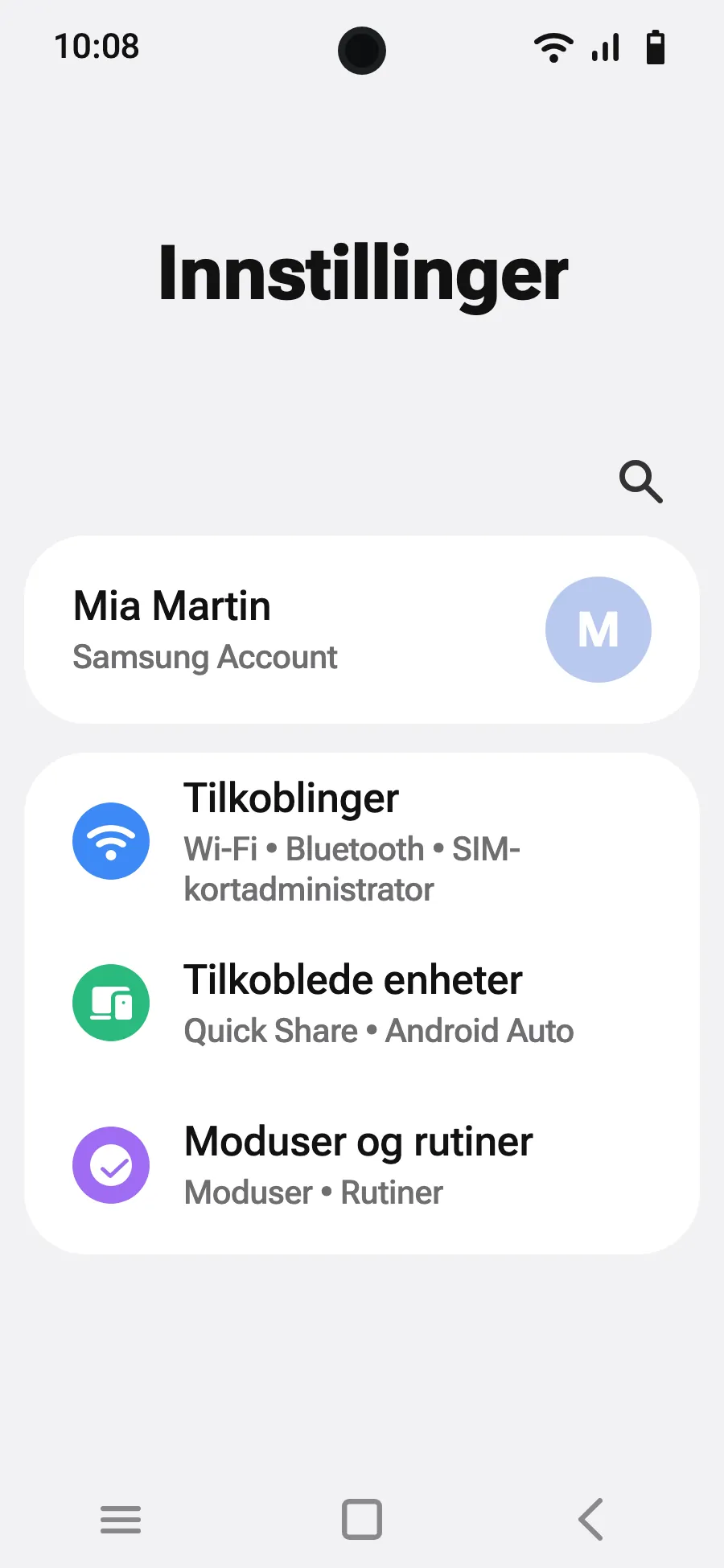 Åpne Innstillinger og deretter Tilkoblinger.