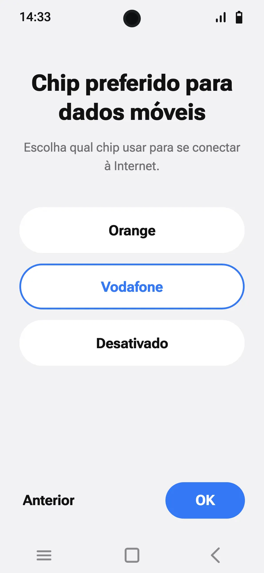 Escolha o novo eSIM para dados móveis.
