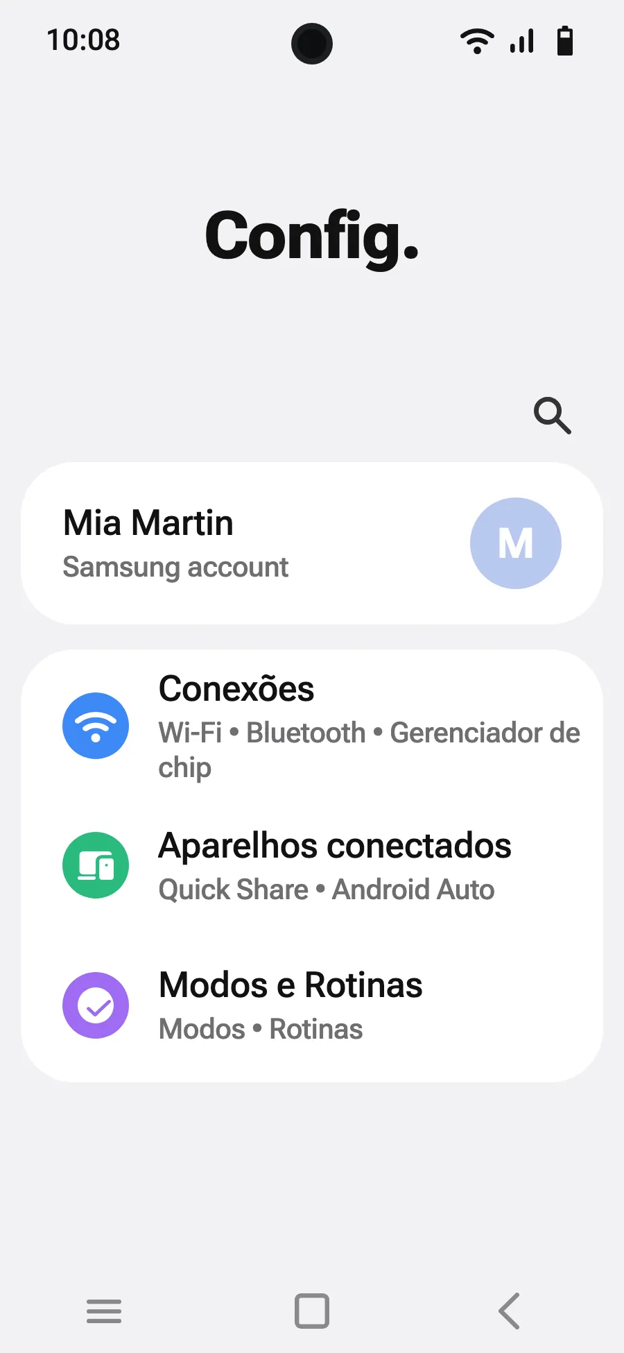 Abra Configurações e depois Conexões.