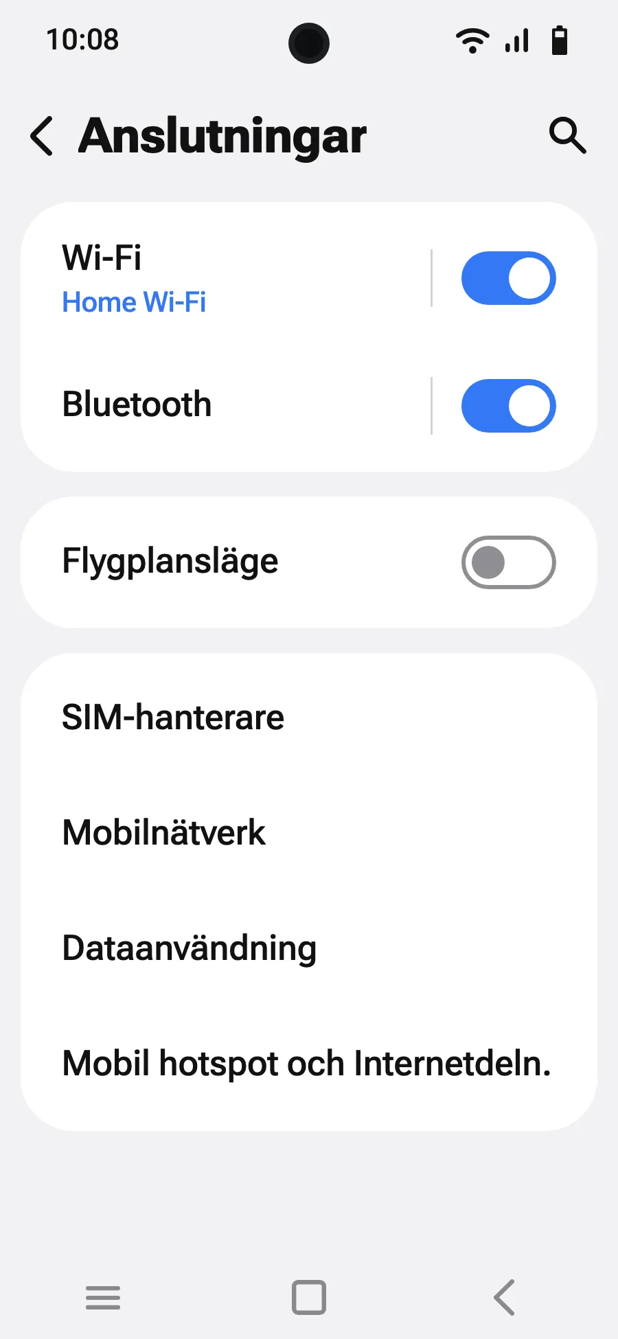 Tryck på ”SIM-hanterare”.