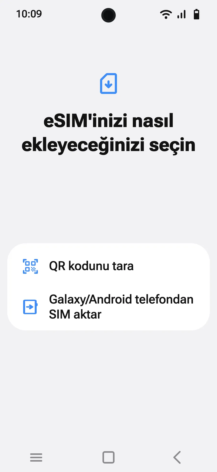 “QR kodunu tara”yı seç.