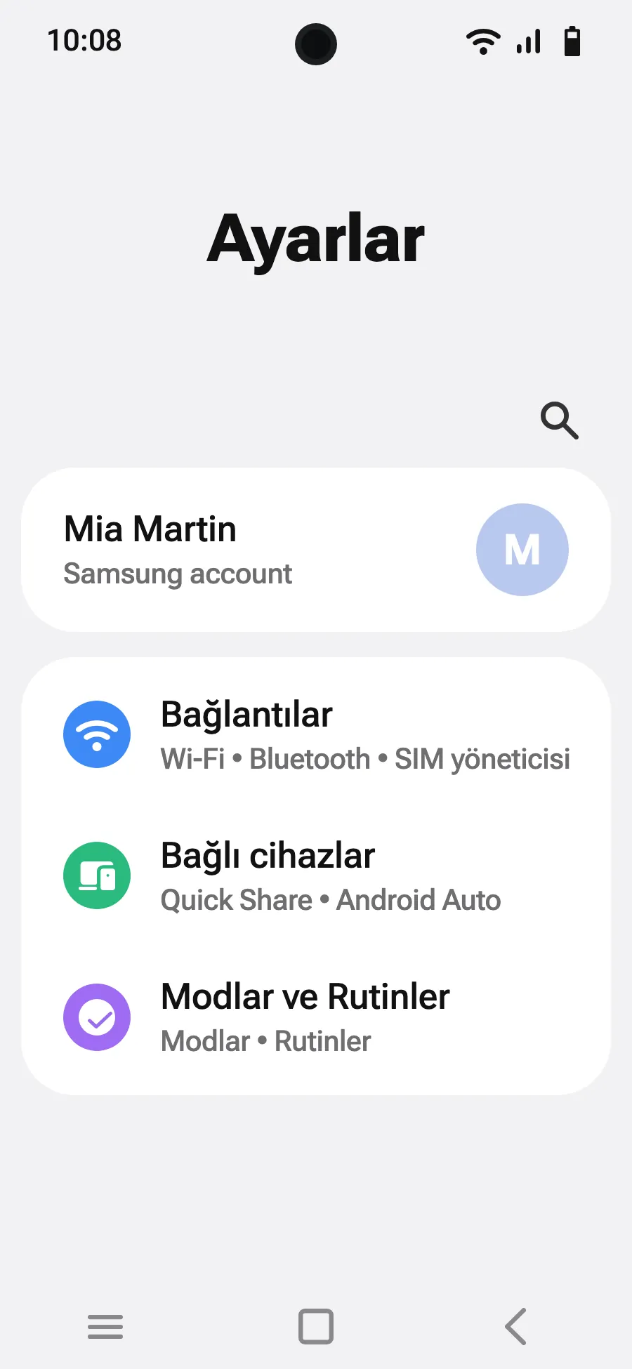 Ayarlar'ı, ardından Bağlantılar'ı aç.